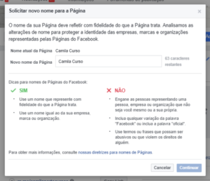 How to change the name of a Facebook page?
