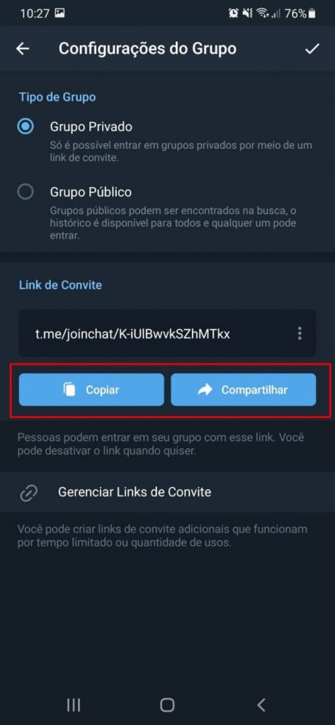 How to create a chat link in Telegram?